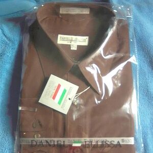 NWT Daniel Ellissa Mens Dark Brown long sleeve shirt size: one L and one XL